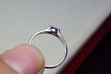 0.4ct Engagement Ring Oval Cut Purple Amethyst Split Shank 14k White Gold Finish
