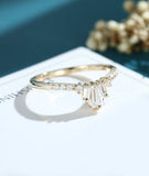0.5ct Baguette Cut Simulated Diamond Curved Wedding Band 14k Yellow Gold Plated