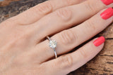 6 Prong Solitaire Engagement Ring 0.5ct Round Cut Diamond 14k White Gold Finish
