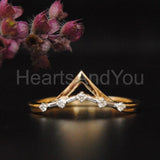 0.5ct Round Cut Moissanite Tiara Crown Chevron Women Ring 14K Yellow Gold Plated