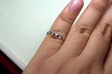 0.15ct Engagement Ring Round Cut Pink Ruby Princess Crown 14k White Gold Finish
