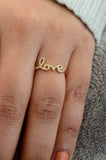 0.45ct Round Cut Diamond Engagement Ring Love Word Design 14k Yellow Gold Finish