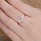 1ct Oval Cut Simulated Peach Morganite Round Petite Ring 14k Rose Gold Plated