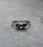 1ct Oval Cut Blue Sapphire Two Stone Split Shank Ring 14k White Gold Finish