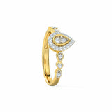 2.1ct Engagement Ring Round Cut Diamond Accent Halo Design 14k YellowGold Finish