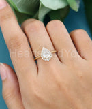0.5ct Pear Cut Simulated Diamond Halo Engagement Ring 14k Yellow Gold Plated