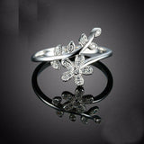 2ct Round Cut Diamond Engagement Ring 14k White Gold Finish Floral Leaf Bypass
