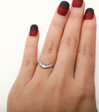 1.5ct Baguette Cut VVS1D Diamond Wedding Band Curved Crown 14k White Gold Finish