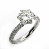 3.8ct Round Cut Diamond Accent Solitaire Engagement Ring 14K White Gold Finish