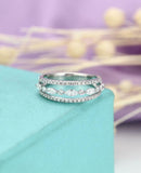 2ct Marquise Cut Diamond Wedding Band Three Row Open Stylish 14k RoseGold Finish