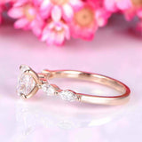 1.5ct Oval Cut Diamond Solitaire Ring 14k Rose Gold Finish with Marquise Accents