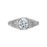 2.2ct Cushion Cut Diamond Vintage Milgrain Bridal Set Ring 14k White Gold Finish