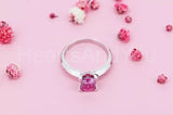 0.5ct Princess Cut Simulated Pink Sapphire Solitaire Ring 14k White Gold Plated