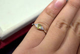 0.55ct Engagement Ring Oval Cut Peridot Dainty Minimalist 14k White Gold Finish