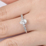 1.5ct Pear Cut Diamond Accents Solitaire Engagement Ring 14k White Gold Finish