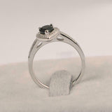 2ct Pear Cut Black Diamond Engagement Ring Round Accent Halo 14k White Gold Over