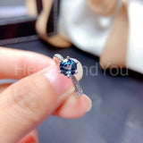 0.5ct Round Simulated London Blue Topaz Solitaire Ring 14k White Gold Plated