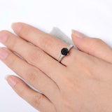 2.1ct Round Cut Black Diamond Solitaire with Accent Ring 14k White Gold Finish