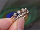 1.2ct Round Cut Diamond Engagement Ring Princess Crown Tiara 14k RoseGold Finish