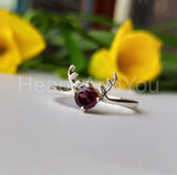 0.5ct Round Cut Simulated Ruby Dear Design Engagement Ring 14k White Gold Plated