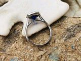 1.5ct Engagement Ring Round Cut Blue Sapphire Bridal Set 14k White Gold Finish