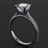 Vintage Milgrain Engagement Ring 1.6ct Asscher Cut Diamond 14k White Gold Finish