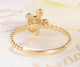 0.5ct Round Cut Moissanite Beaded Sea Turtle Engage Ring 14k Yellow Gold Plated