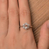 1.2ct Engagement Ring Round Cut Morganite Flower Solitaire 14k White Gold Finish