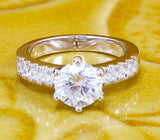 Accents Solitaire Engagement Ring 1.4ct Round Cut Diamond 18k White Gold Finish
