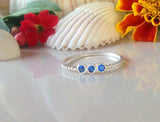 0.5ct Round Cut Blue Topaz Trilogy Solitaire Engagement Ring 14k White Gold Over