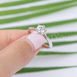 0.3ct Round Cut Moissanite Solitaire Women Engagement Ring 14k White Gold Plated