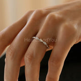 0.5ct Round Cut Moissanite Dainty Stacking Women Band 14k White Gold Plated