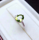1.4ct Oval Cut Green Peridot Diamond Accent Solitaire Ring 14k White Gold Finish