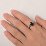 1ct Oval Cut Black Diamond Solitaire Infinity Shank Ring 14k White Gold Finish