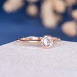 0.5ct Round Cut Moissanite Bezel Solitaire Engagement Ring 14k Rose Gold Plated