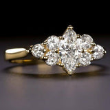 2Ct Marquise Round Diamond Elegant Vintage Engagement Ring 14K Yellow Gold Over