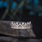 2.1ct Round Cut VVS1D Diamond Engagement Ring 14k White Gold Finish Crown Design