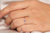 0.5ct Baguette Cut Purple Amethyst Petite Minimalist Ring 14k Yellow Gold Finish