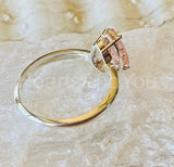 1ct Pear Cut Simulated Peach Morganite Solitaire Ring 14k White Gold Plated