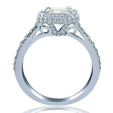 1.6ct Radiant Cut Diamond Engagement Ring Split Shank Halo 14k White Gold Finish