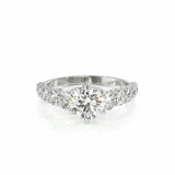 3Ct Round Cut Diamond with Accents Solitaire Engagement Ring 14K White Gold Over