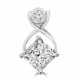 0.5ct Princess Cut VVS1 Diamond Infinity Pendant For Women 14k White Gold Finish