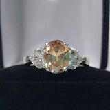 2.5ct Engagement Ring Oval Cut Peach Morganite Diamond Petite 14k WhiteGold Over