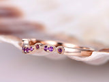 1ct Round Cut Purple Amethyst Half Eternity Wedding Band Ring 18k Rose Gold Over