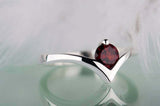 0.5ct Round Cut Red Garnet Engagement Ring Solitaire Curved 14k WhiteGold Finish