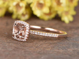 0.5ct Cushion Cut Morganite Solitaire Beaut Engagement Ring 14k Rose Gold Finish