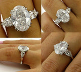 4.5ct Oval Cut Cocktail Trilogy Engagement Ring 14K White Gold Over Pear Accents