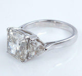 5.5ct Cushion Cut Diamond Engagement Ring 18K White Gold Finish Trillion Accents