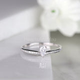 0.3ct Pear Simulated Diamond Minimalist Engagement Ring 14k White Gold Plated