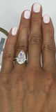 3ct Big Pear Diamond Accent Solitaire Engagement Ring 14k White Gold Finish New